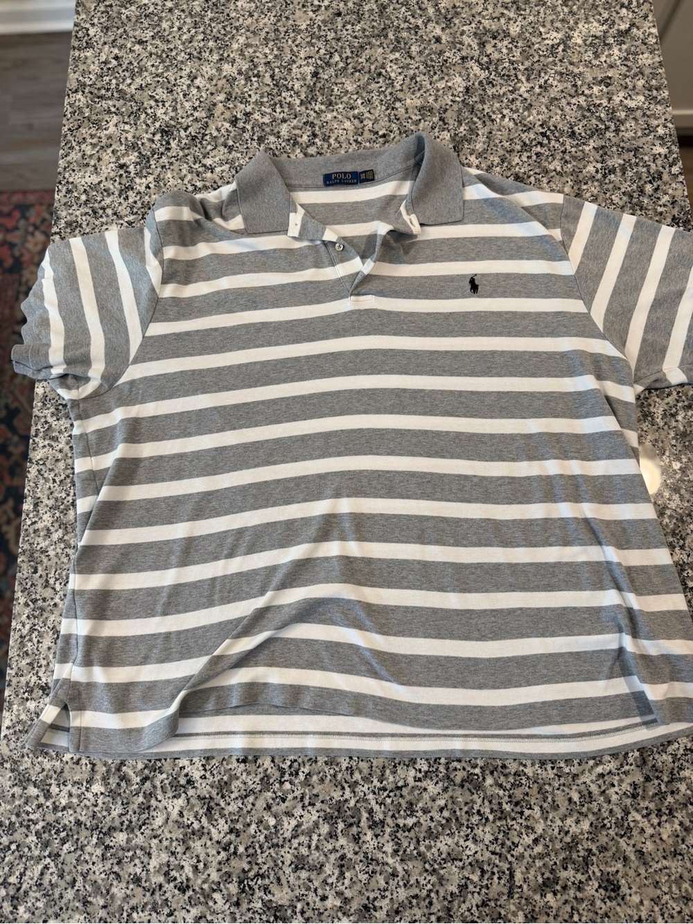 Ralph Lauren Gray & White Striped Mens Polo